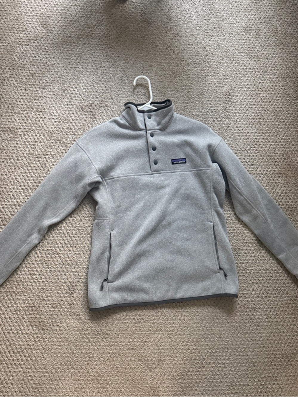 Patagonia Kids Light Gray Snap-Placket Fleece Pullover